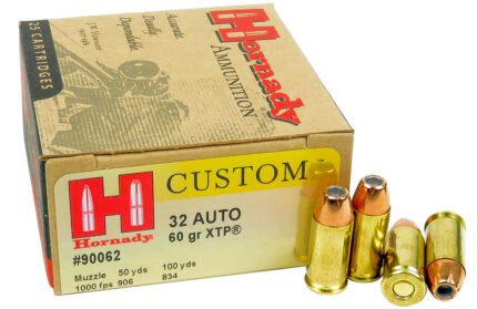 32 ACP Ammo 60gr XTP Hornady Custom (90062) 25 Round Box