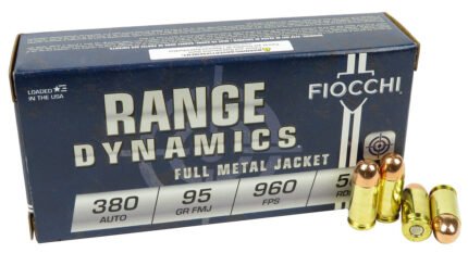 380 ACP 9x17 Ammo 95gr FMJ Fiocchi Range Dynamics (380AP) 50 Round Box