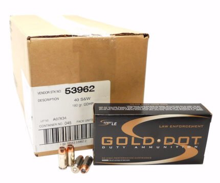 40 S&W Ammo 180gr GDHP Speer Gold Dot (53962) 250 Rounds