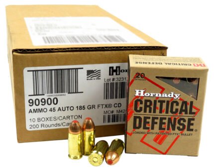 45 ACP Ammo 185gr FTX Hornady Critical Defense (90900) 20 Round Box