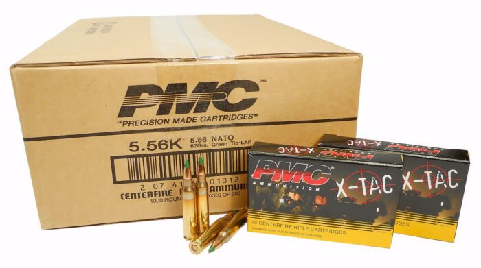 5.56x45 Ammo 62gr Green Tip M855 PMC X-TAC (5.56K) 1000 Round Case