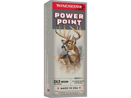 Winchester Power Point 243 Winchester Super Short Magnum (WSSM) Ammo 100 Grain Jacketed Soft Point Box of 20